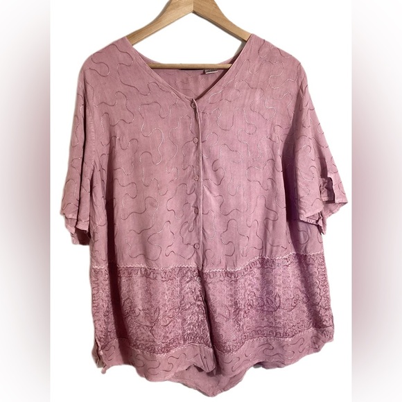 Fashion Bug Tops - Y2K Vintage Embroidered Rayon Asymmetric Top 2X